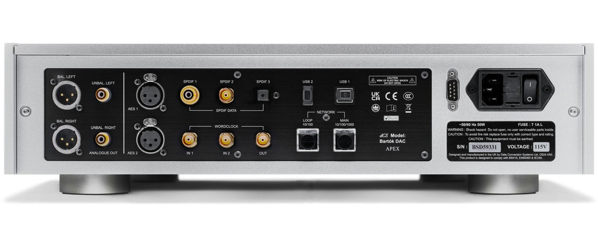 Bartók APEX DAC Headphone Amplifier Rear in Silver